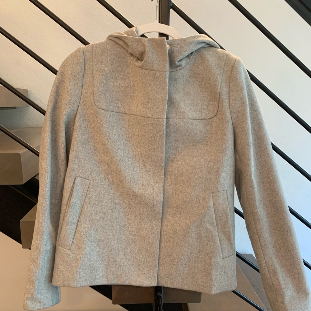 JCrew Grey Wool Hooded Jacket size 6